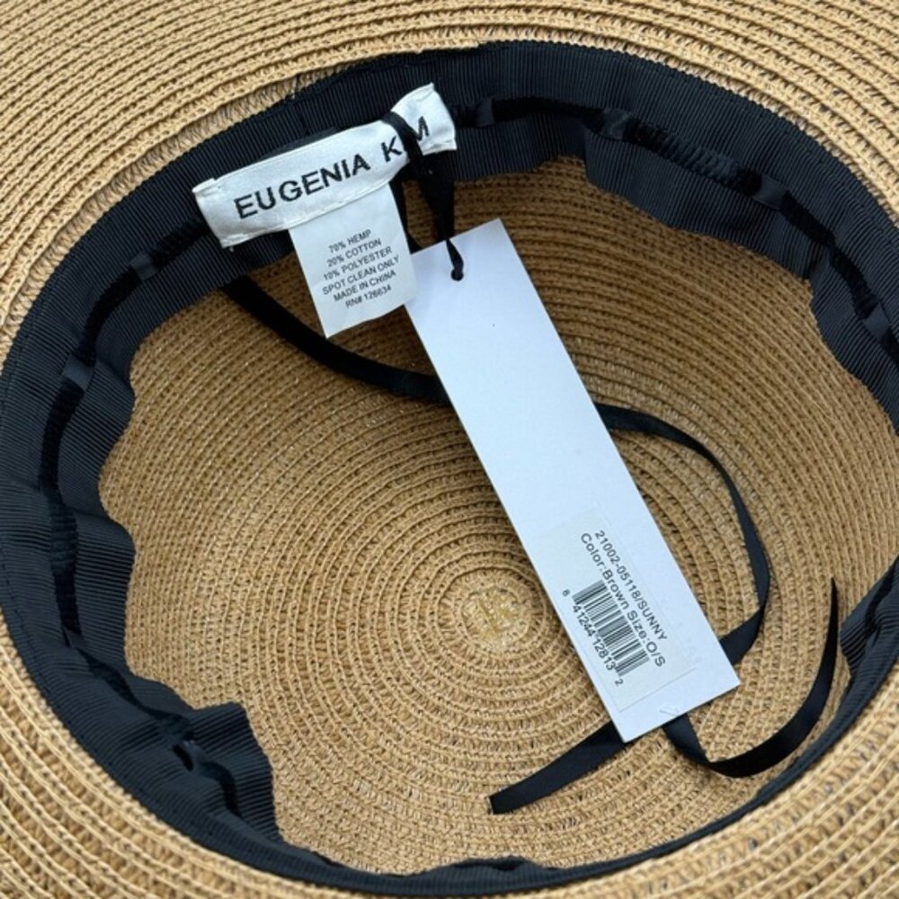 🆕 EUGENIA KIM 🧿 NWT Sunny "Do Not Disturb" Floppy Sun Hat, Brown & Red - Picture 7 of 12
